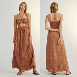 Faithfull Cut-Out Linen Midi Dress new with tag  US size 12